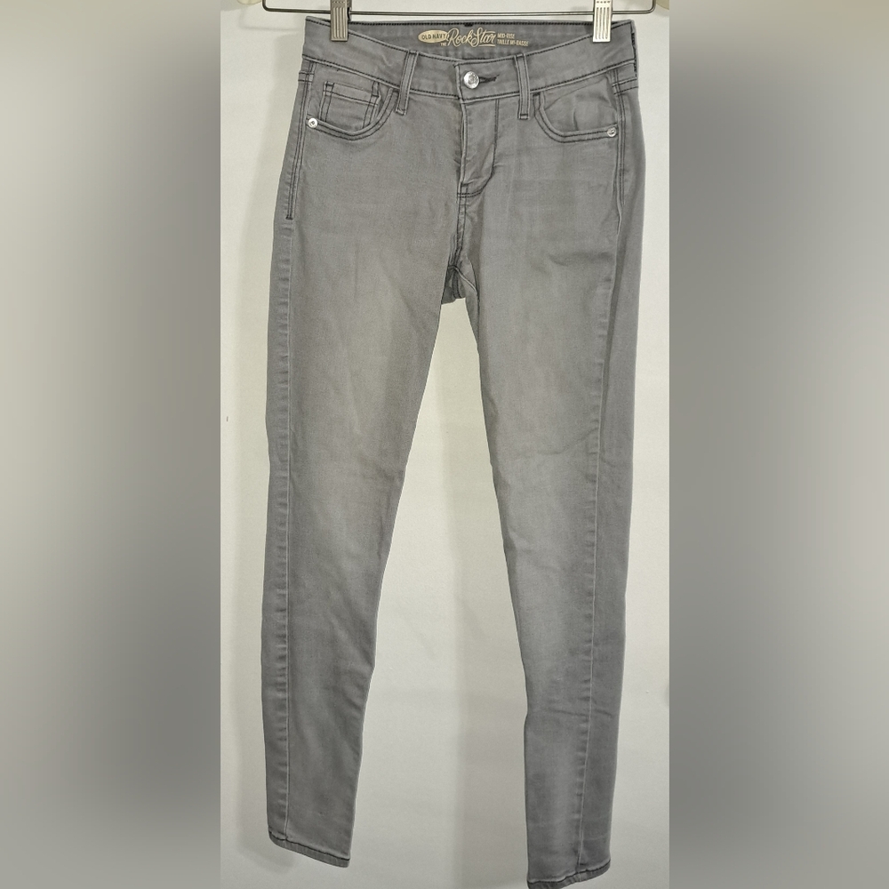 Old Navy Women's Rockstar Mid Rise Skinny Jean Jeggings in Gray